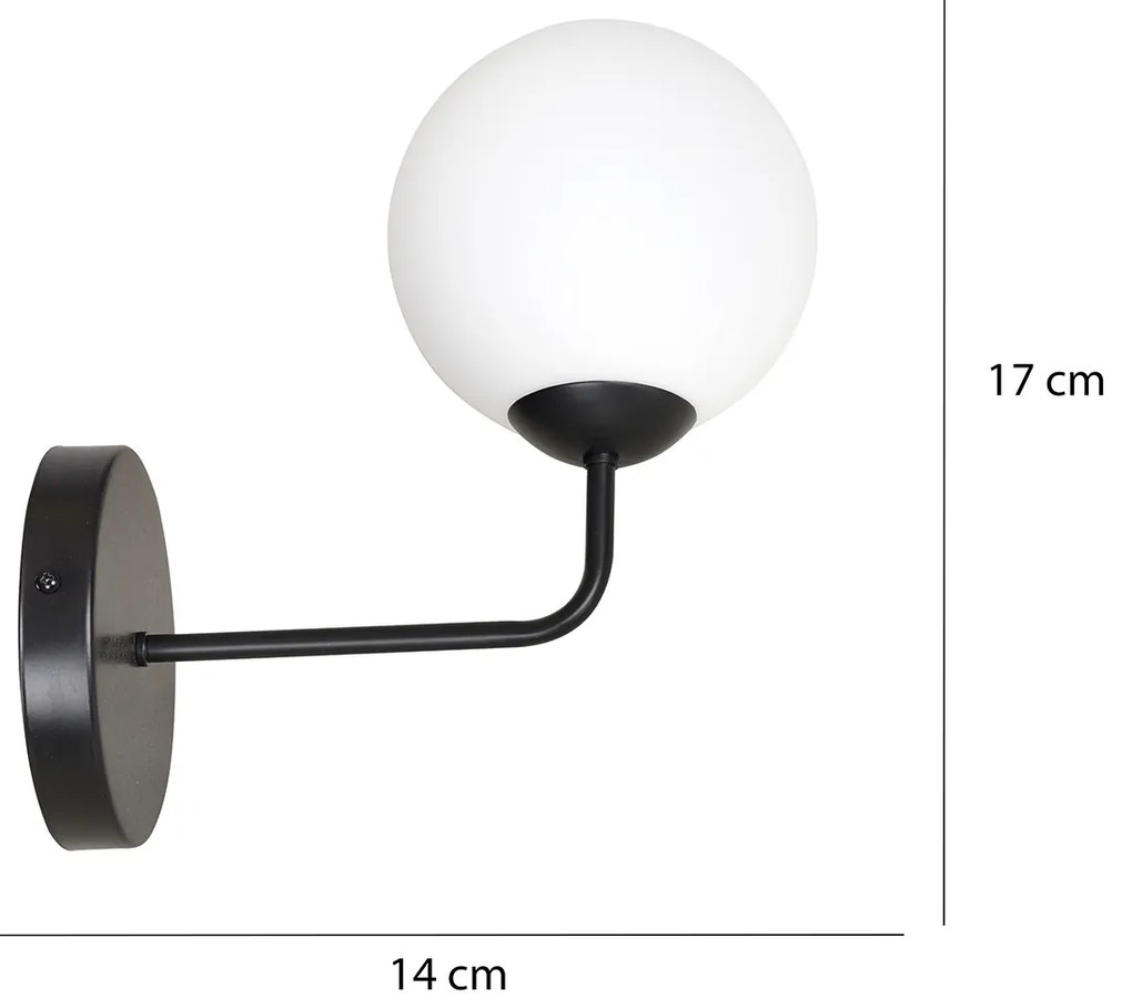 Applique Moderna 1 Luce Susanoo In Acciaio Bianco E Vetro A Sfera Bianco