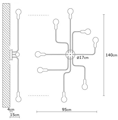 Lampadario da parete TRUVA 8xE27/40W/230V