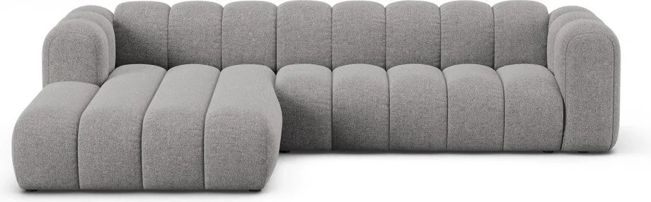 Divano angolare grigio (con penisola a sinistra/con chaise lounge) con rivestimento in ciniglia Lupine – Micadoni