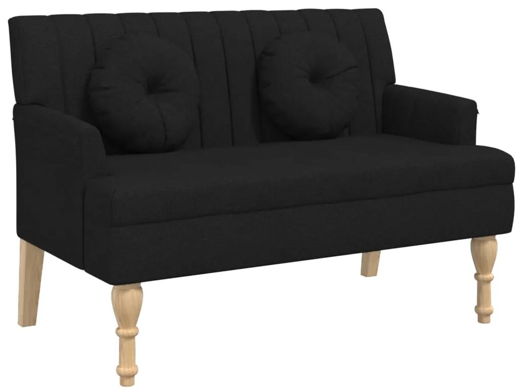 Panca con cuscini nera 113x64,5x75,5 cm in tessuto