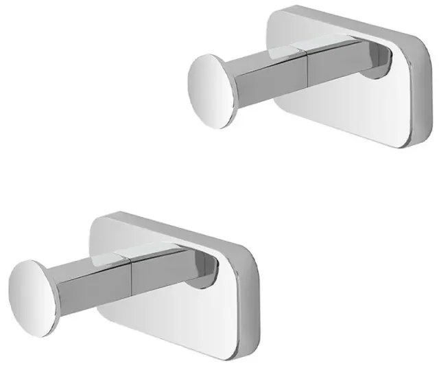 Set 2 appendini portasciugamani in acciaio inox cromo con doppio fissaggio Cubik