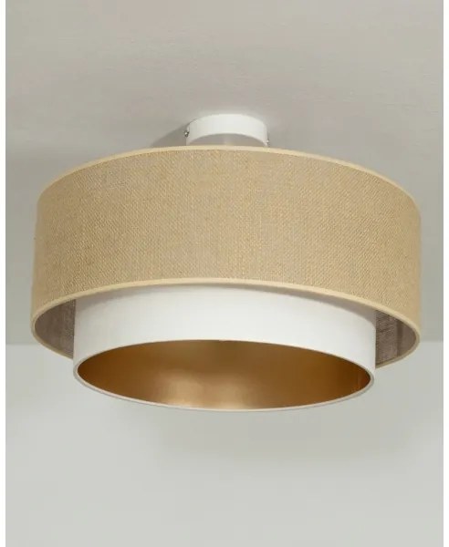 Plafoniera SARTA 1xE27/60W/230V Ø 45 cm bianco/iuta