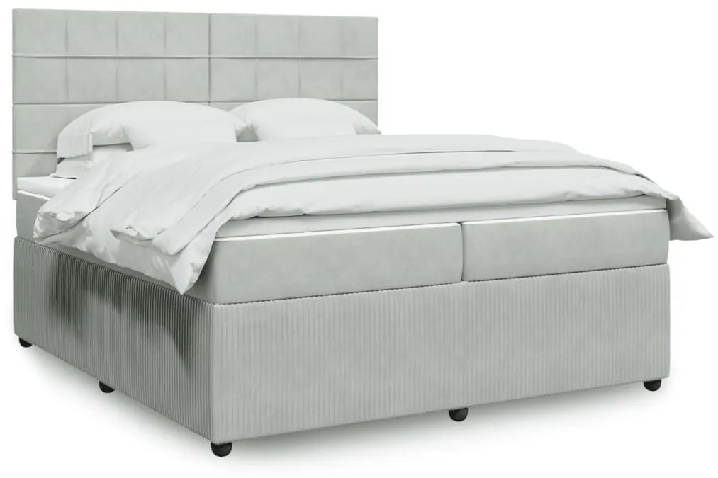 Giroletto a molle con materasso grigio chiaro 200x200cm velluto