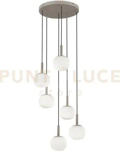 Lampadario a sospensione eris bianco e marrone sei pendenti in allu...