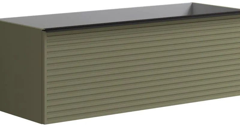 Mobile da bagno sospeso sotto lavabo L 120 x H 40 x P 45.5 cm verde laccato opaco, 2 cassetti Pixel stripes