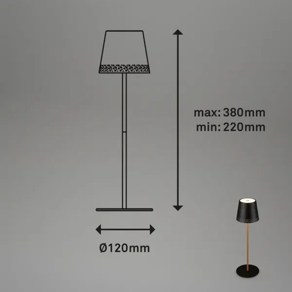 Brilo - Lampada da tavolo LED ricaricabile a sfioramento KIKI LED/2,6W/5V IP44 2600 mAh nero