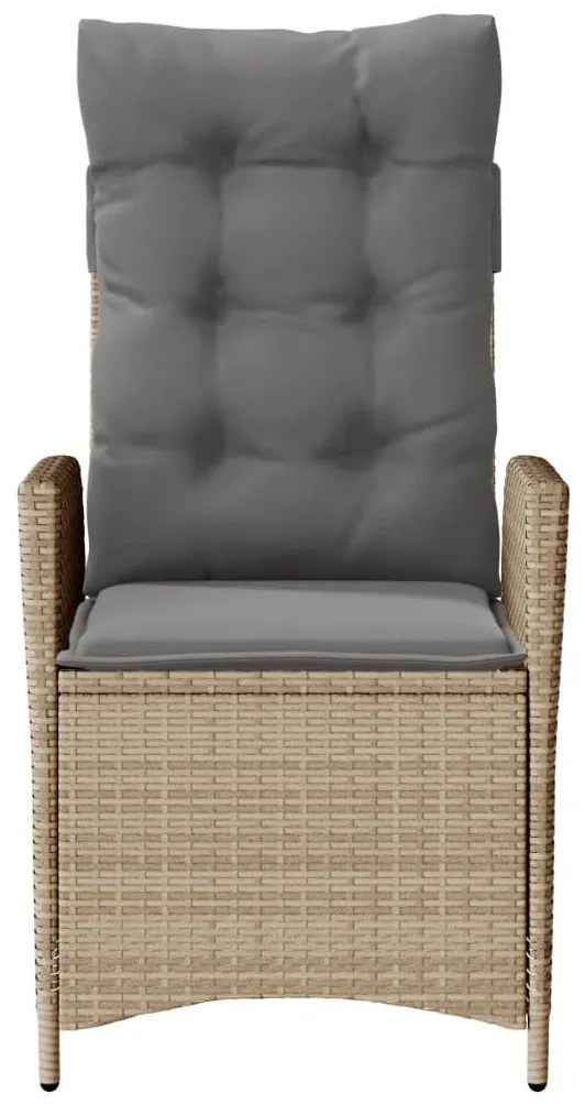 Sedia reclinabile giardino con cuscini beige misto polyrattan