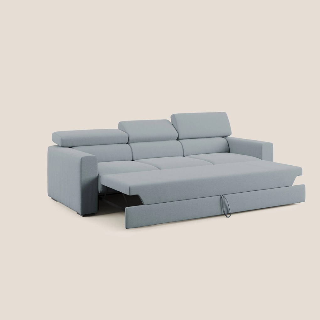 Dylan divano a 3 sedute con pouf estraibile poggiapiedi in tessuto fiammato simil cotone impermeabile T19 carta da zucchero