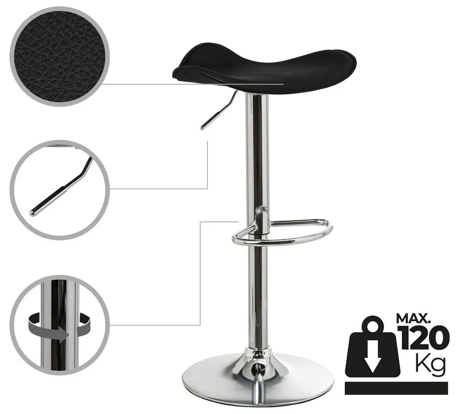 Set di sedie da bar nera in imbottito con altezza regolabile 2 pz (altezza della seduta 73 cm) – Casa Selección