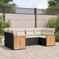 Set Divano da Giardino 6 pz con Cuscini Nero in Polyrattan 3260341