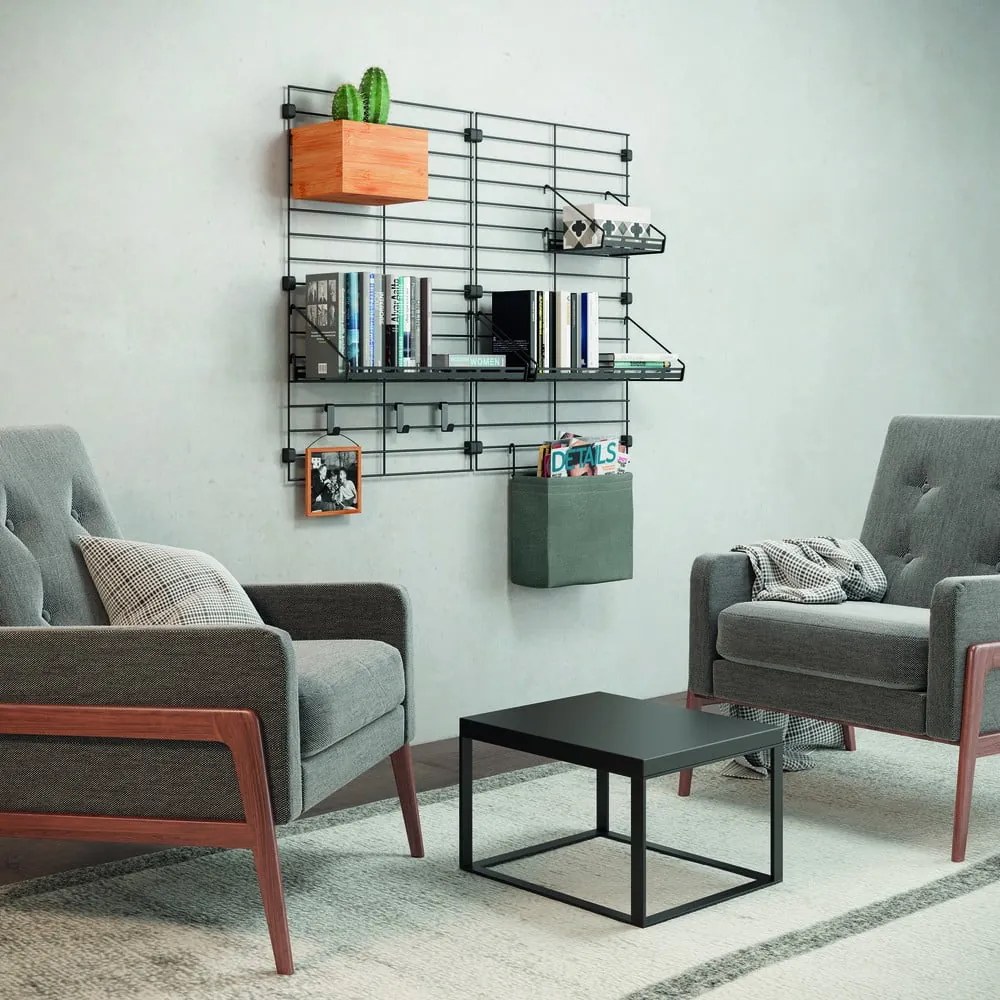 Staffa in metallo nero per scaffalatura modulare Mural - Metaltex