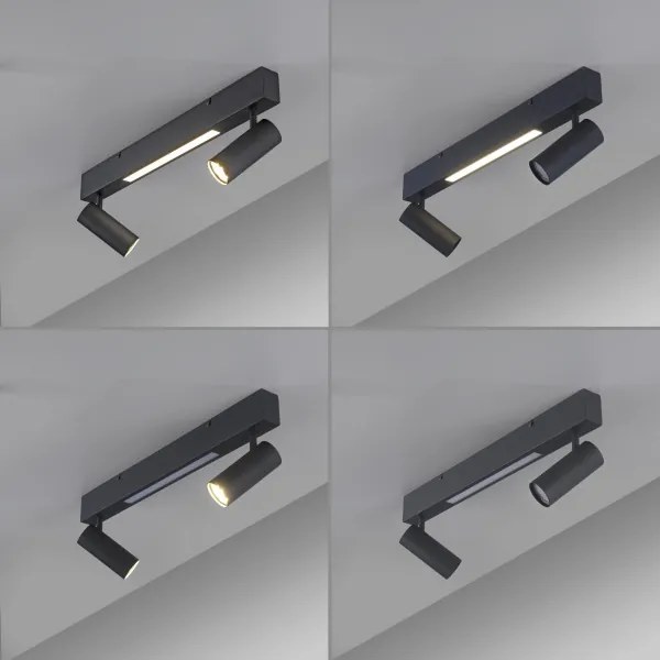 Schöner Wohnen 11793-18 - Faretto LED DANTE 2xGU10/10W+LED/7,2W nero