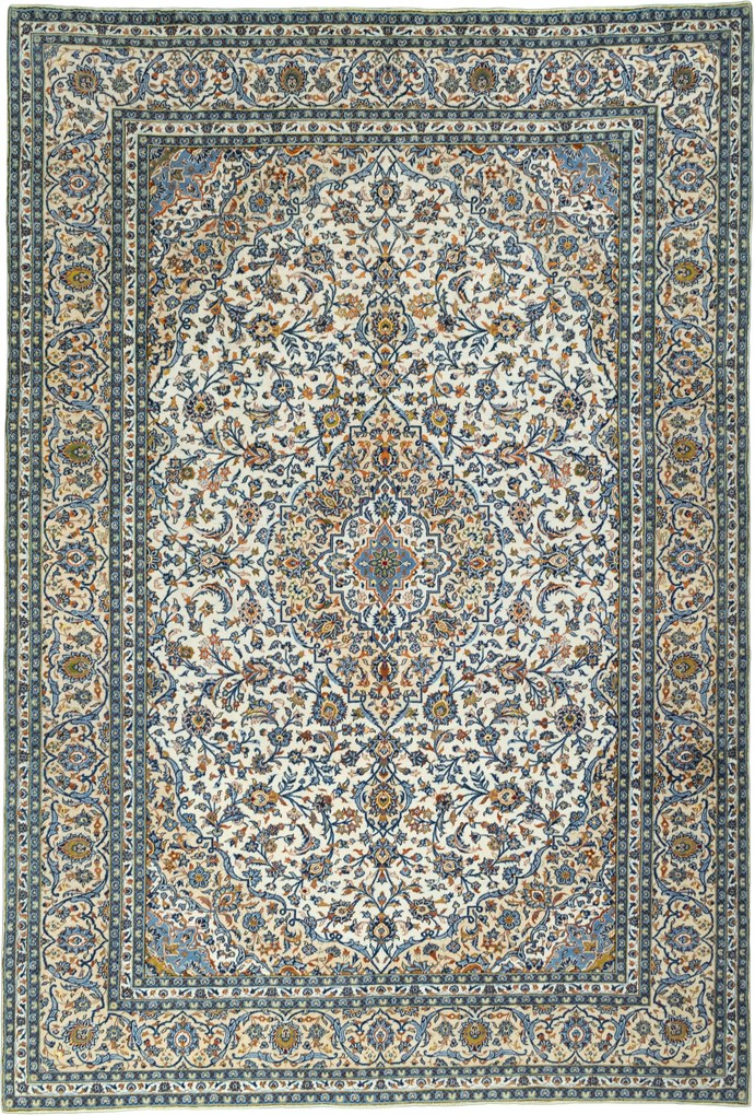 Kashan Tappeto 440 x 300 Beige (Iran) Annodato A Mano
