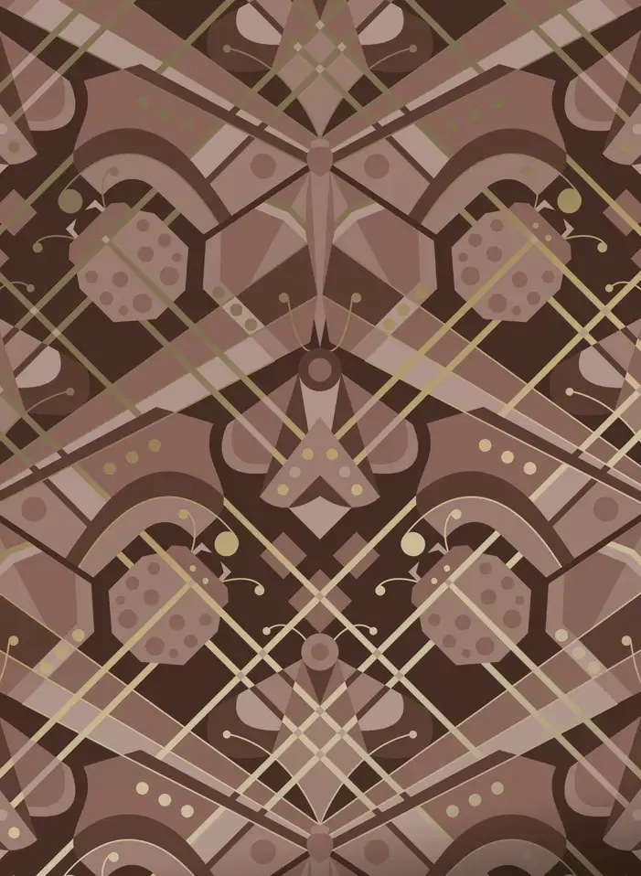 KEK Amsterdam Tapete Art Deco Animaux Butterfly Gold - Taupe