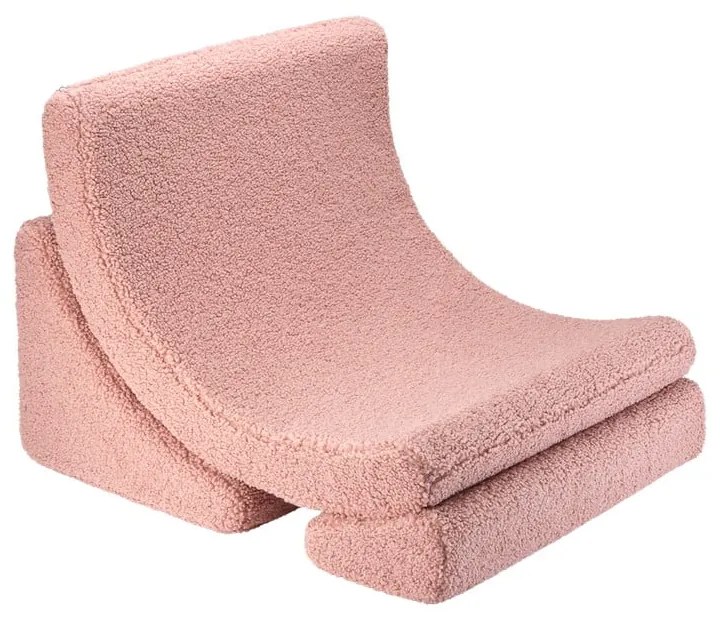Poltrona per bambini rosa con rivestimento in bouclé Moon – Wigiwama