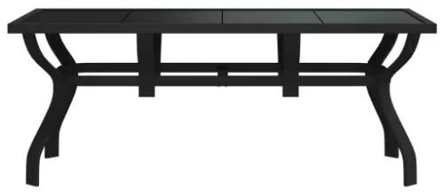 Tavolo da Giardino Nero 180x80x70 cm in Acciaio e Vetro