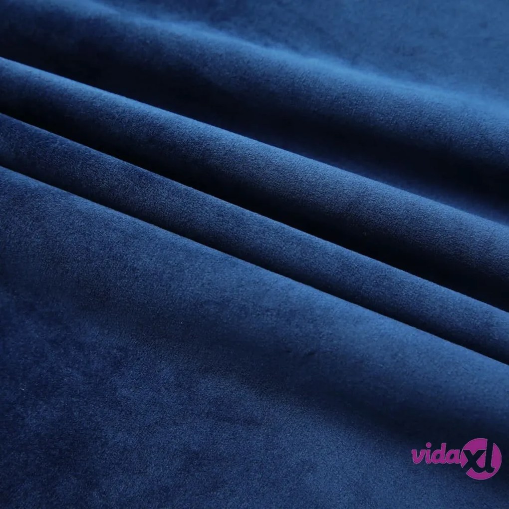 vidaXL Tende Oscuranti con Ganci 2 pz Blu Scuro in Velluto 140x175 cm