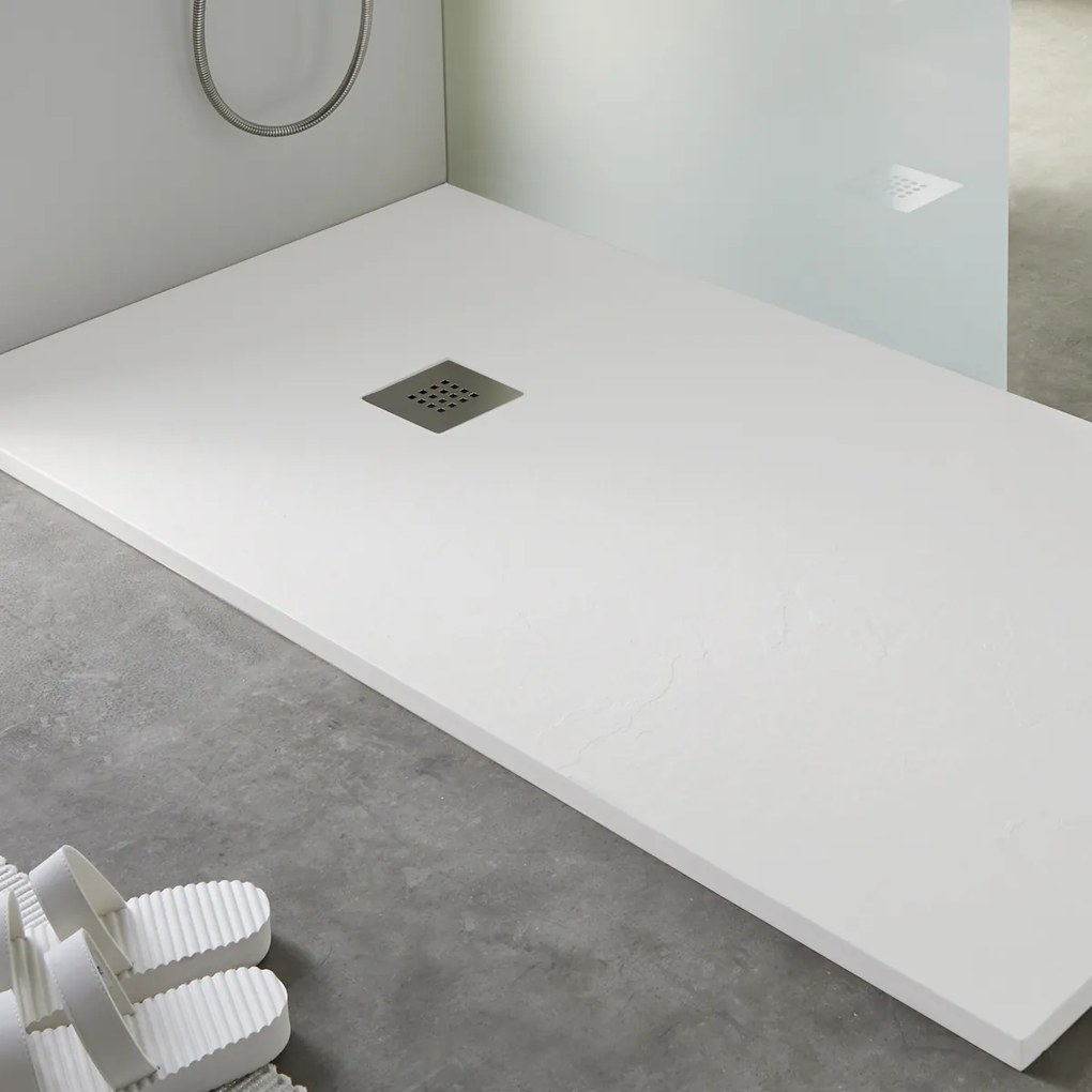 Piatto doccia SLATE 100X140 bianco effetto pietra mineralmarmo ardesia