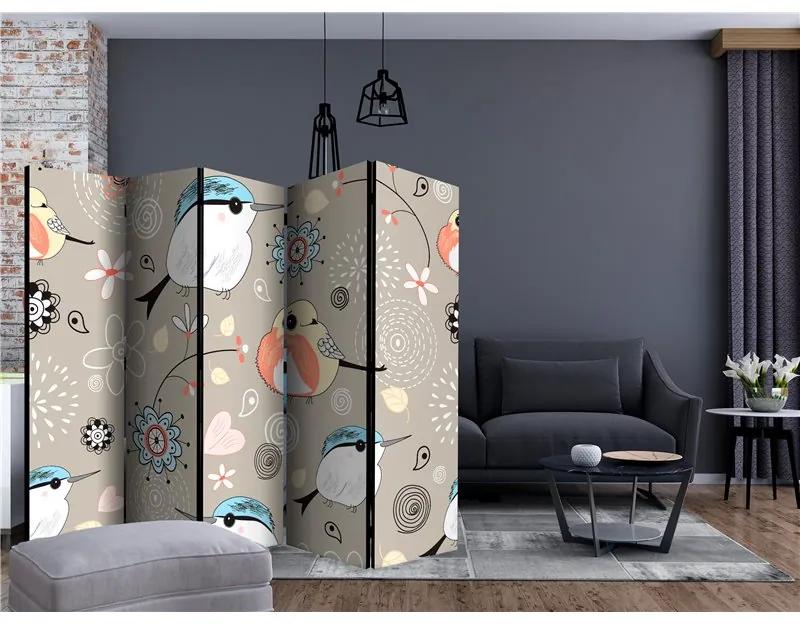 Paravento Natural pattern with birds II [Room Dividers]