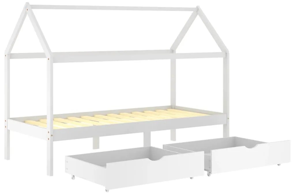Giroletto bambini con cassetti bianco pino massello 90x200 cm