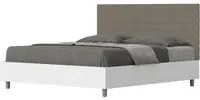 Letto Matrimoniale 160x200 cm struttura bianco frassino testata Bur - Senza rete,Similpelle,Cappuccino