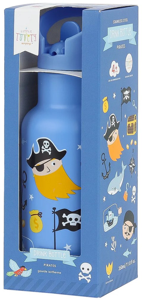 A Little Lovely Company - borraccia in acciaio inox, 350 ml - pirati