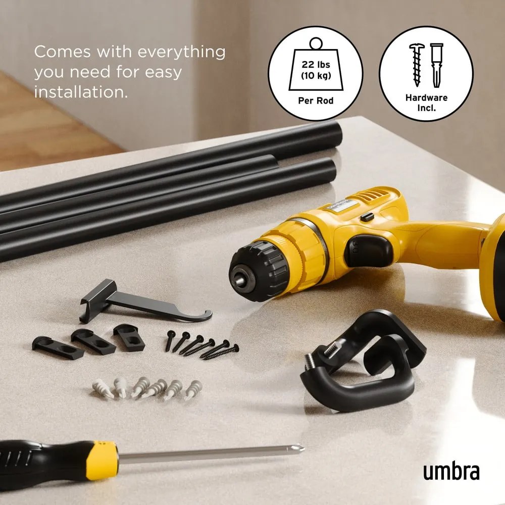Bastone per tende allungabile in acciaio 167 - 365 cm Twilight - Umbra