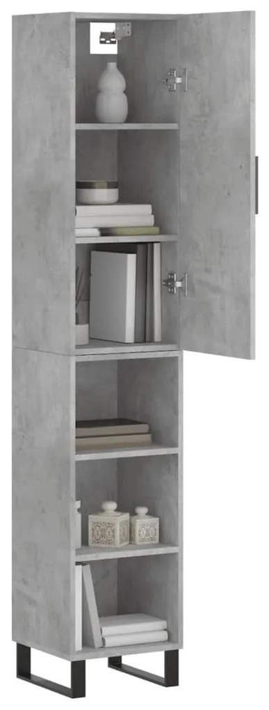 Credenza Grigio Cemento 34,5x34x180 cm in Legno Multistrato