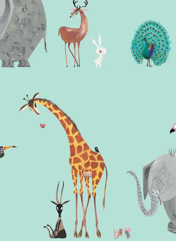 KEK Amsterdam Carta da parati Animal Mix - Mint