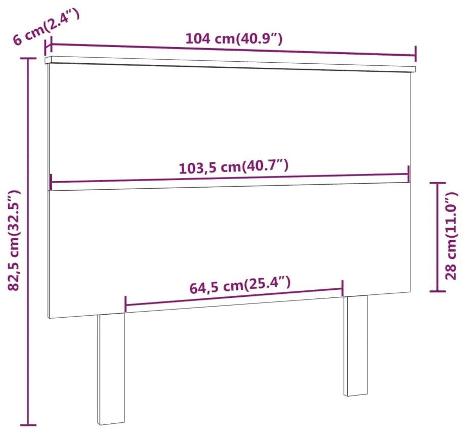 Testiera per Letto Nera 104x6x82,5 cm Legno Massello di Pino