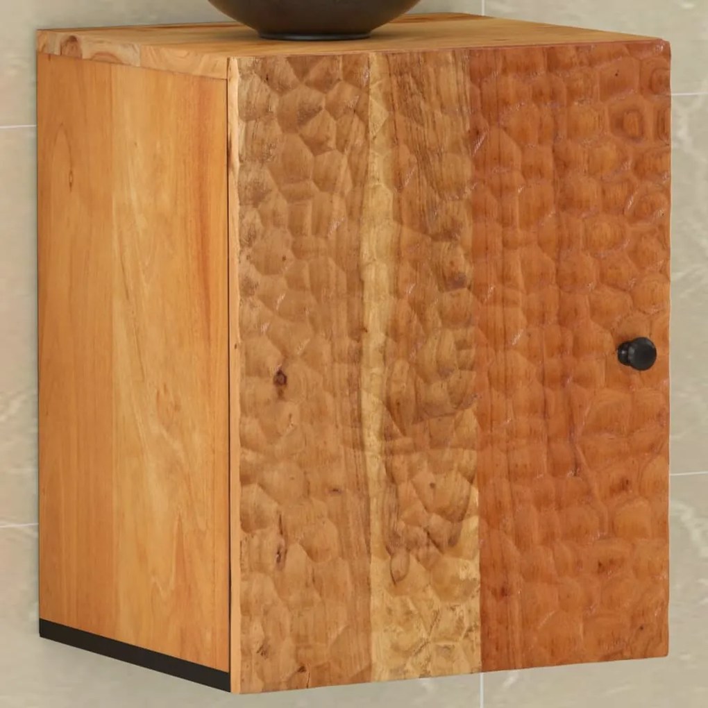Mobile Da Bagno A Parete 38x33x48cm İn Legno Massello Di Acacia /