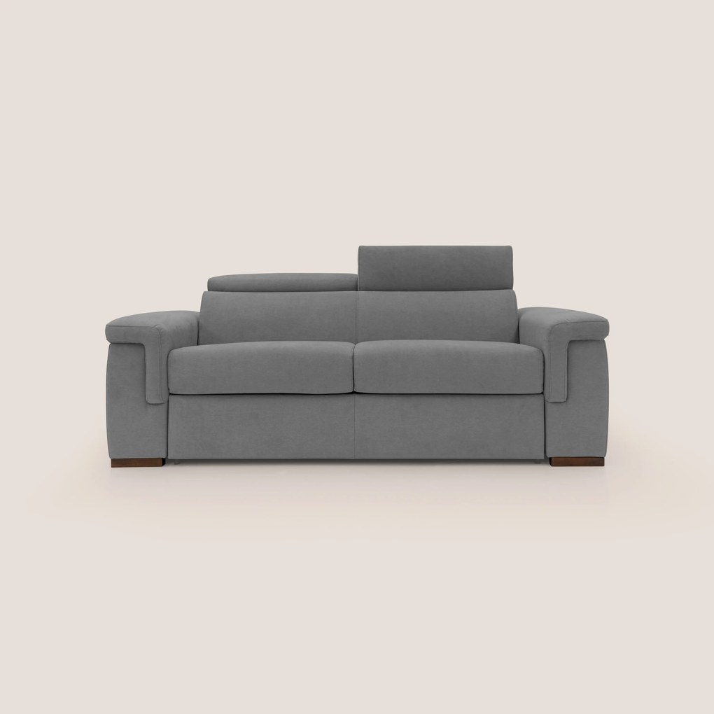 Giunone divano letto con materasso alto 18 cm e poggiatesta reclinabili in tessuto impermeabile T02 grigio