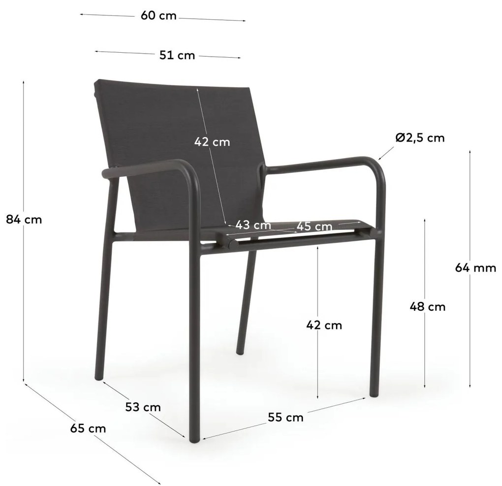 Kave Home - Sedia da esterno Zaltana in alluminio verniciato grigio scuro opaco