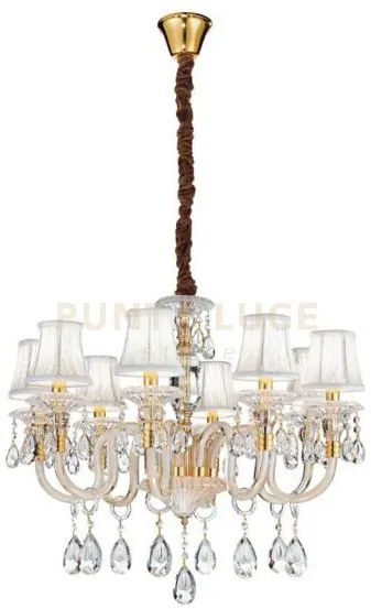 Lampadario monet oro 8 luci attacco e14 73x128cm in vetro e cristal...