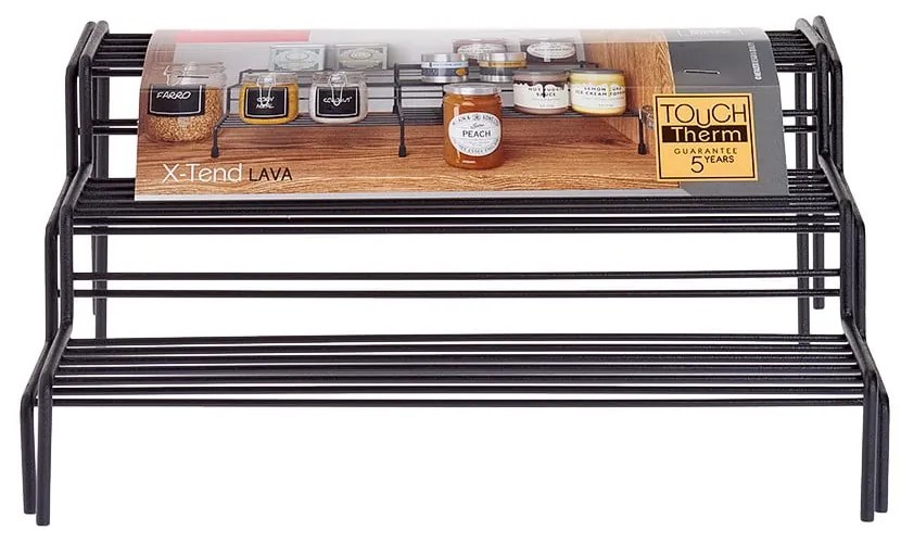 Ripiano aggiuntivo regolabile nero per cucina Lava - Metaltex