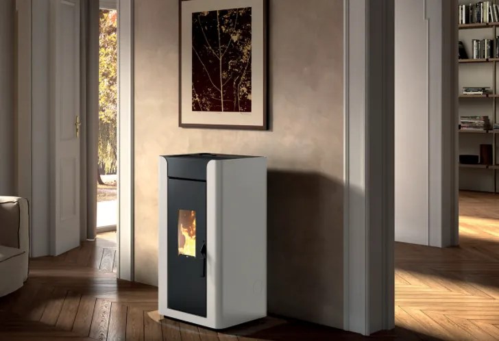 Royal Alida Air 120 Stufa A Pellet Ad Aria Canalizzabile 12kw Serbatoio 20 Kg 53x50x105 Cm In Acciaio Bianco