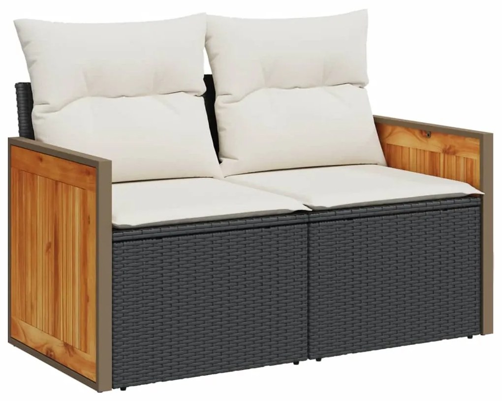 Set Divani da Giardino con Cuscini 8 pz Nero in Polyrattan