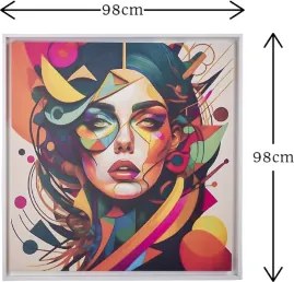 Quadro su tela con cornice moderno 98x98 cm ritratto donna astratto
