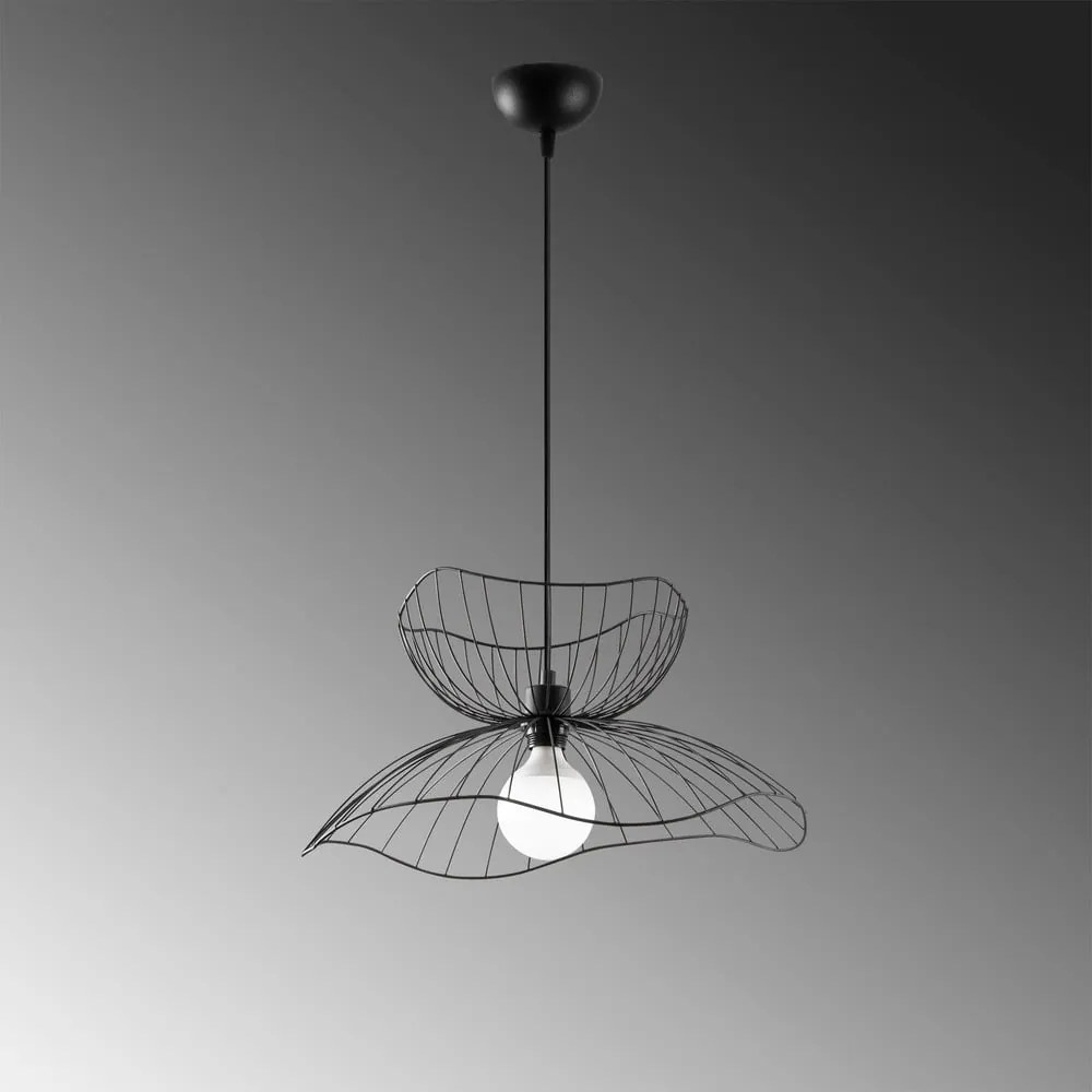 Lampadario nero con paralume in metallo ø 50 cm Farac – Opviq lights