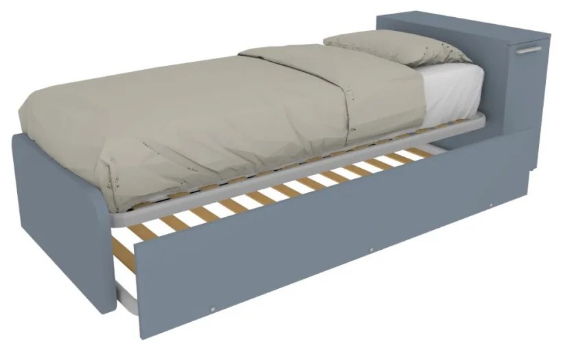 964RK - Letto cameretta 80x190 singolo con elemento contenitore in testata e secondo letto estraibile