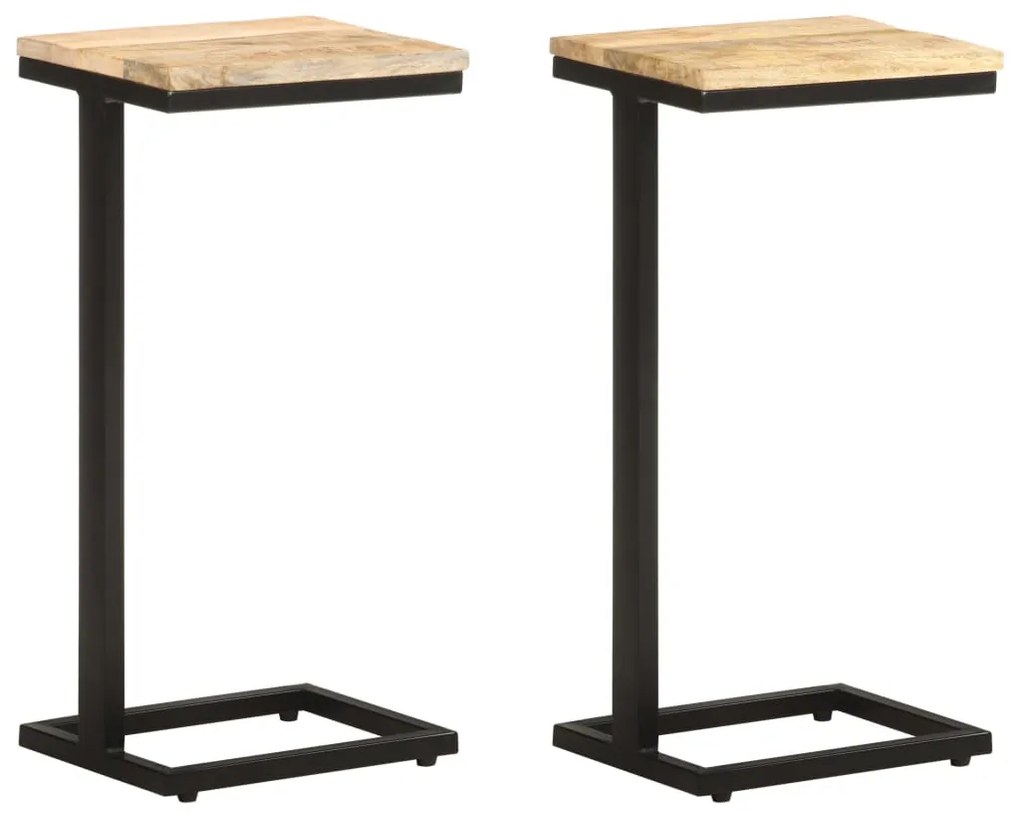 Tavolini Laterali 2 Pz 31,5x24,5x64,5 Cm Legno Di Mango Grezzo /