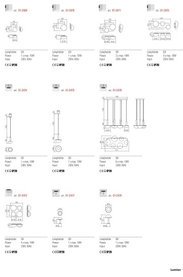 Redo 01-2471 - Applique da parete LUMIEN 2xG9/10W/230V dorato/bianco