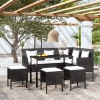 Set Divano a L con Cuscini 5 pz Nero in Polyrattan 318581