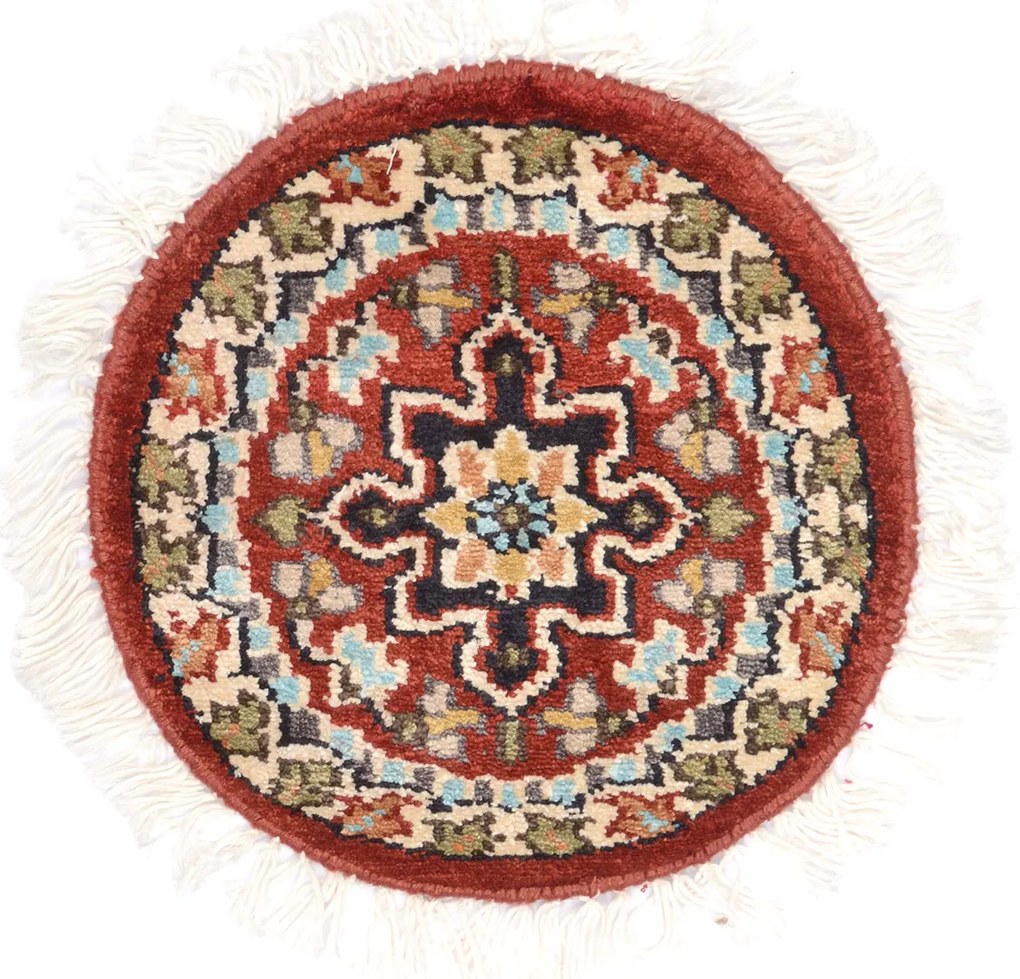 Agra Tappeto orientale 30 x 30 Rosso (Indian) Annodato A Mano