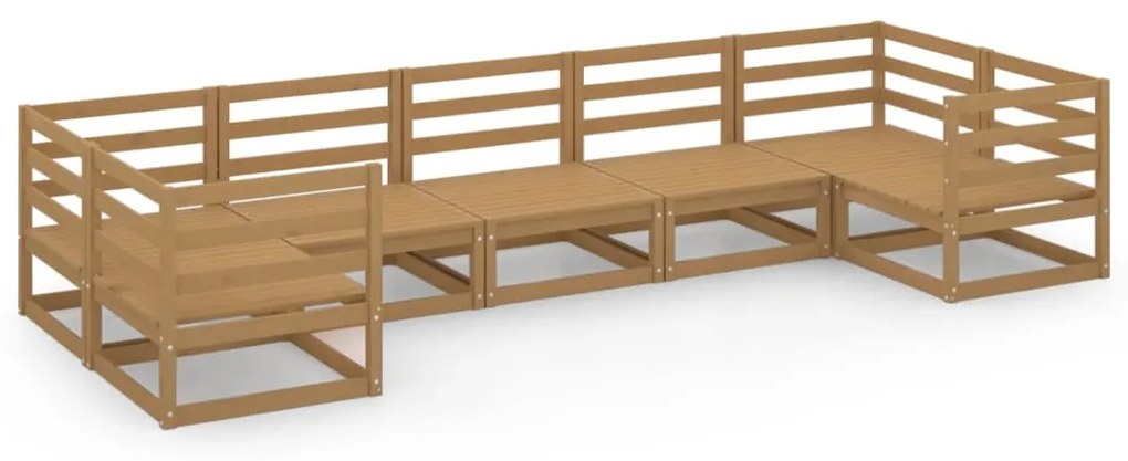 Set Salotto da Giardino 7 pz in Legno Massello di Pino