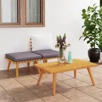 Set Divani da Giardino 3 pz con Cuscini in Massello di Acacia cod mxl 70743