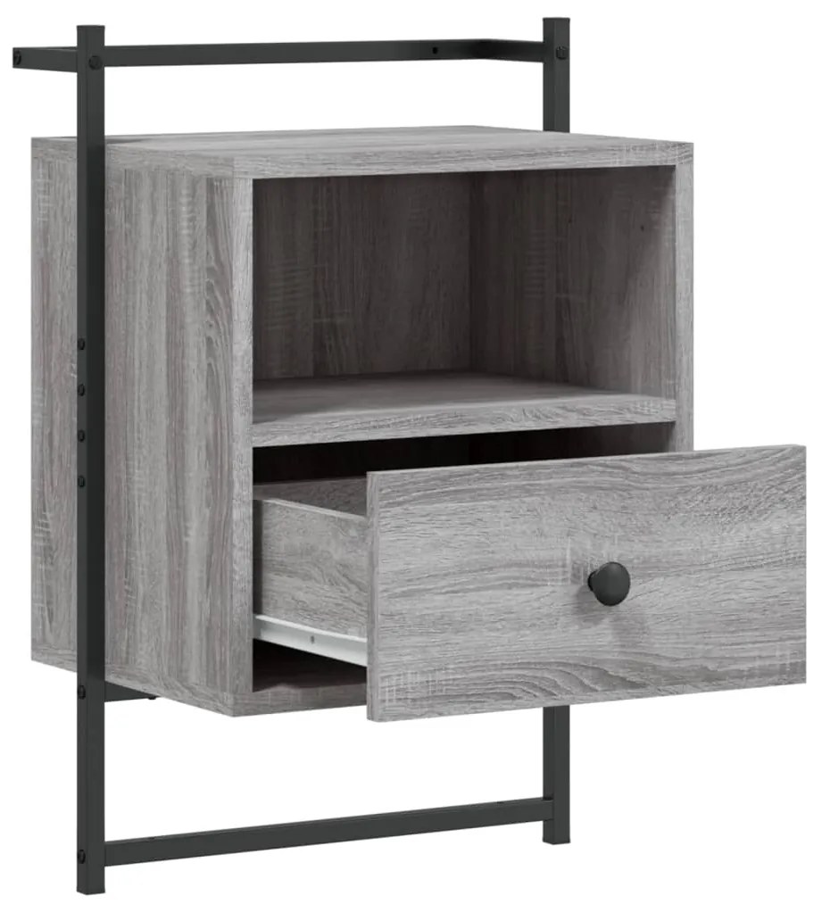 Comodini a Muro 2 pz Grigio Sonoma 40x30x61cm Legno Multistrato