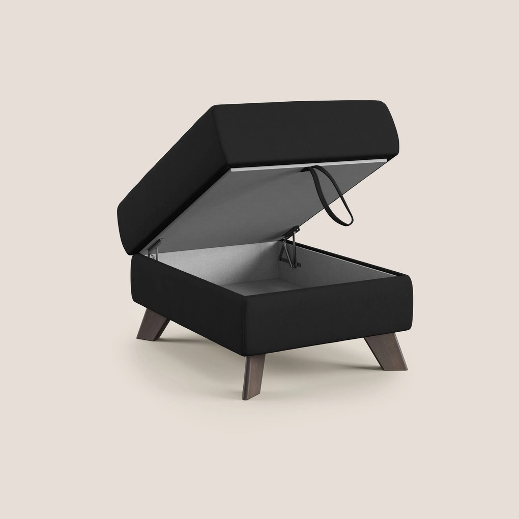 Moon Pouf contenitore e piedini alti in microfibra impermeabile T11 nero