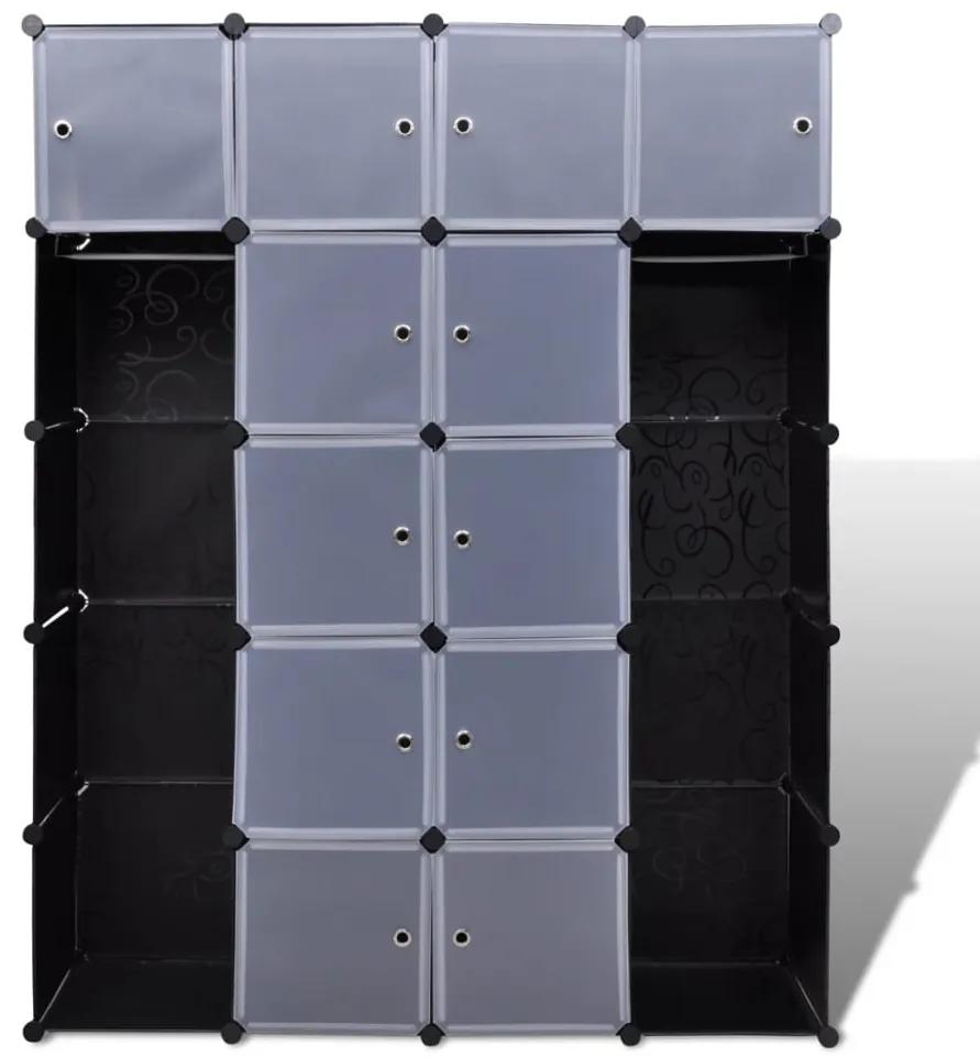 Armadietto modulare 14 scomparti nero e bianco 37x146x180,5 cm
