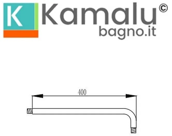 Kamalu - braccio doccia per soffione a muro colore nero 40cm | kam-arte nero